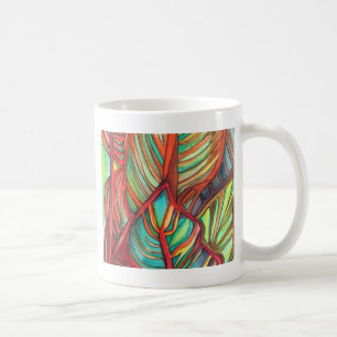 Mug Orange Canna feuille aquarelle art original