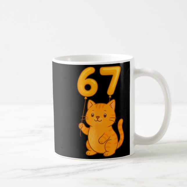 Mug Orange Cat 67 Meme Six Seven Balloon Funny Gen Alp (Droite)