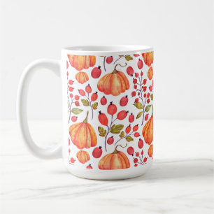 MUG ORANGE CHUTE CITROUILLES & RED HOLLY BERRIES