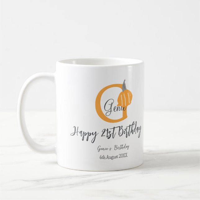 Mug Orange citrouille automne anniversaire 21e chute d (Gauche)