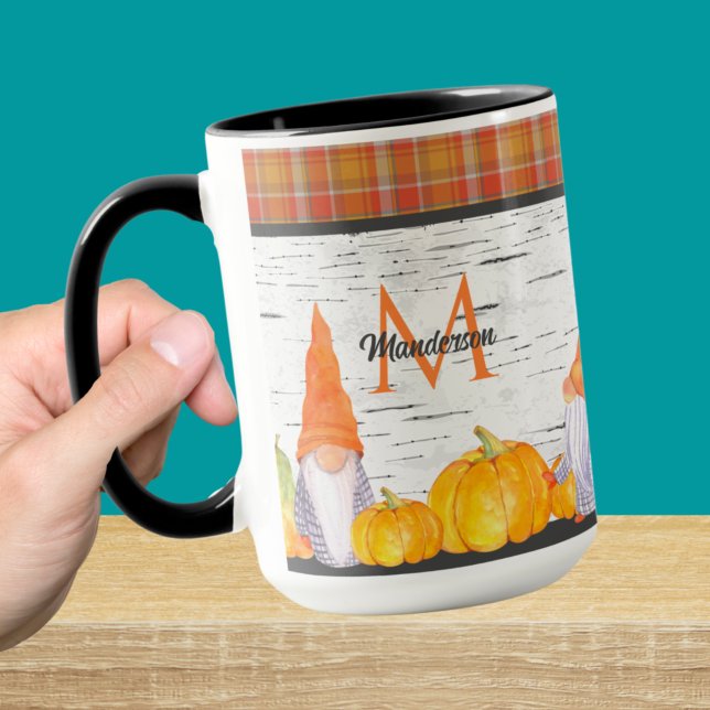 Mug Orange Citrouille Gnomes House Automne Plaid (Créateur téléchargé)