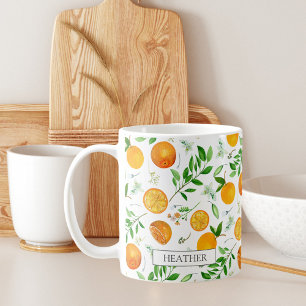 Mug Orange Citrus été Floral Motif botanique