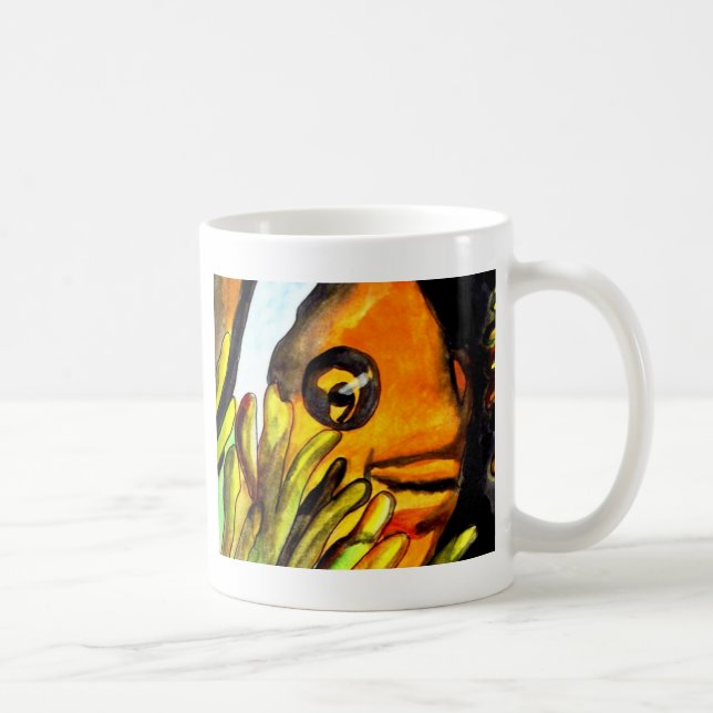 Mug Orange Clown Poisson aquarelle peinture d'art orig (Droite)