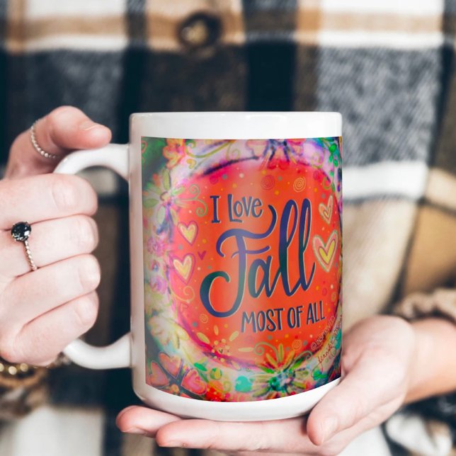 Mug Orange Coeurs Floraux J'Aime Chute Inspiritisme (Créateur téléchargé)