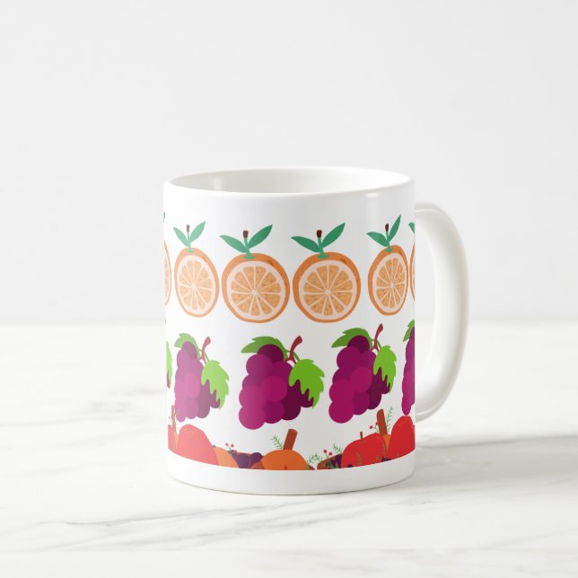 Mug Orange coloré & Raisins Conception des fruits (Devant droit)