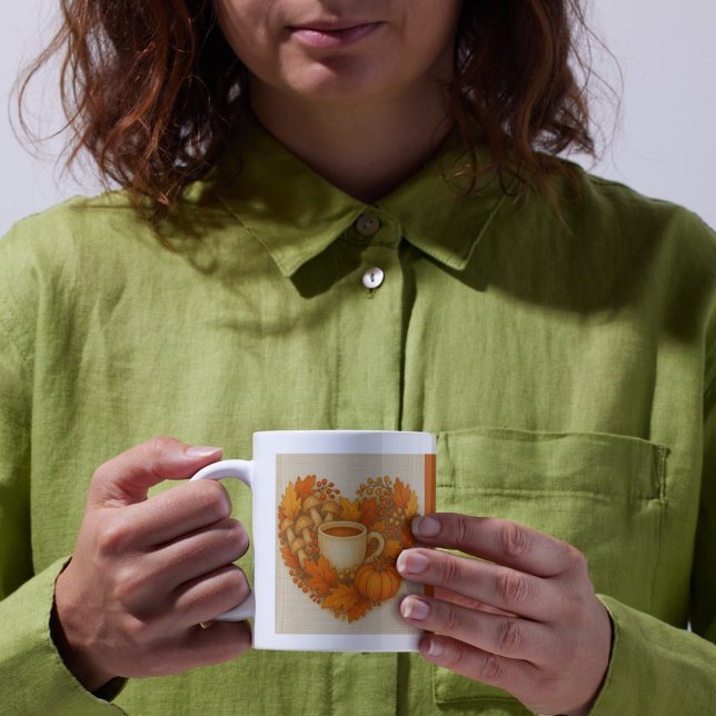 Mug orange Douillette automne ambiance cacao Feuilles  (Créateur téléchargé)