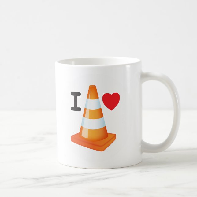 Mug Orange et blanc Trafic de bande cône amour coeur (Droite)