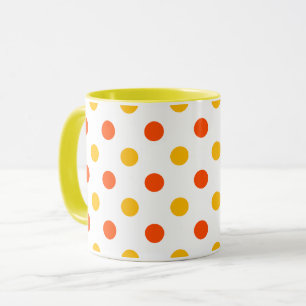 Mug Orange et Points Jaunes Blanc