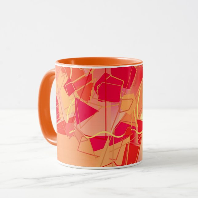 Mug Orange et rose chaud, Kadinsky inspiré Abstrait (Devant gauche)