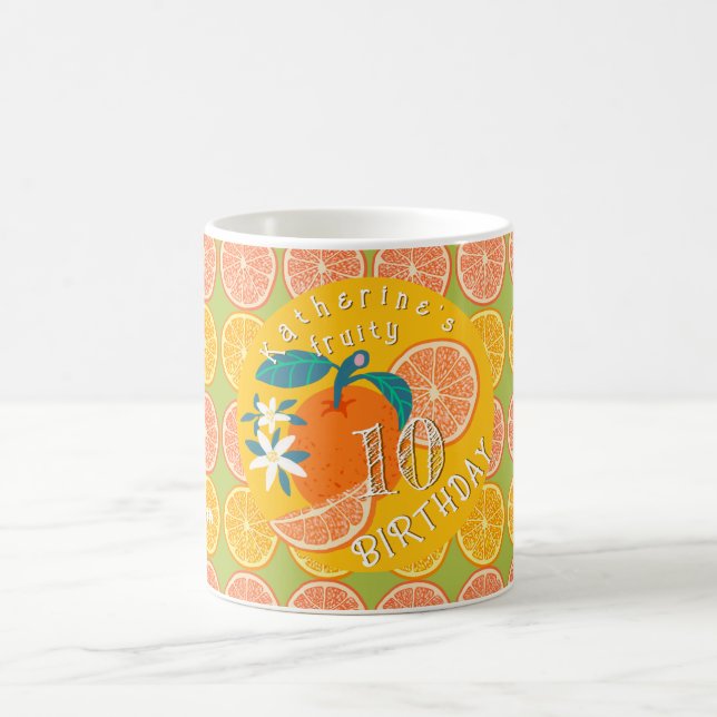 Mug Orange Fruit Anniversaire Vert (Centre)