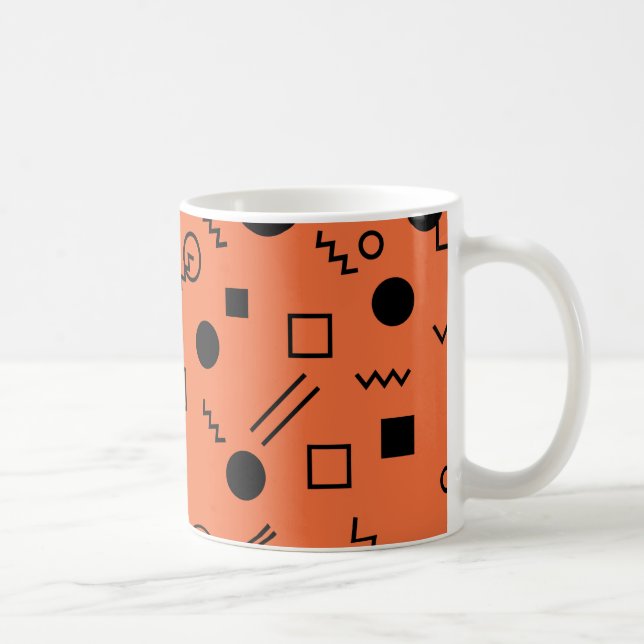 Mug Orange, fun, trendy, geometric Memphis graphic (Droite)