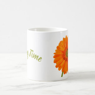 Mug Orange gerbera temps de printemps photo avec texte