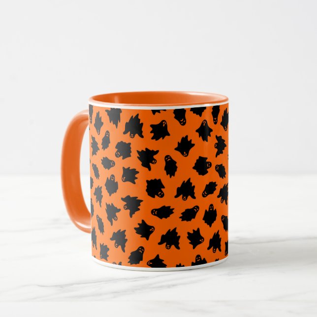 Mug Orange Ghost Elegant Halloween Vintage (Devant gauche)