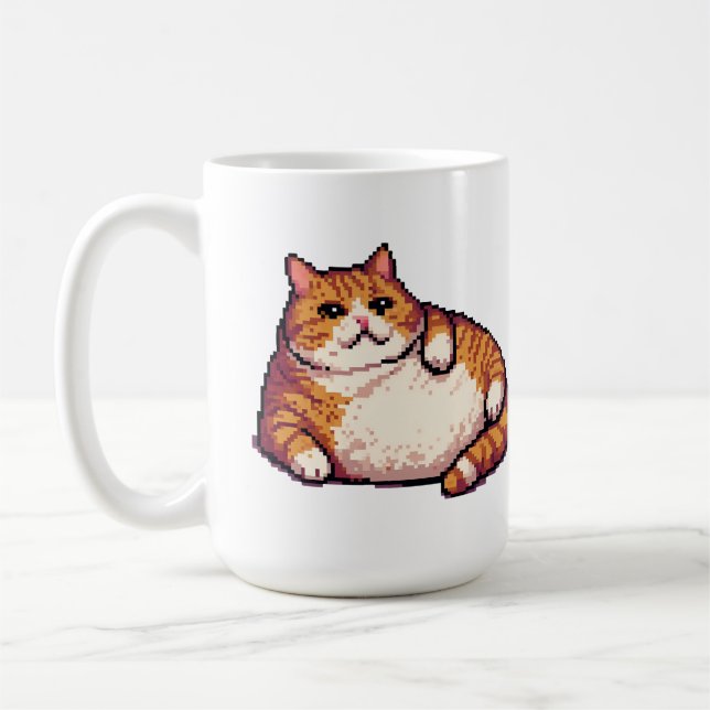 Mug Orange gros chat mème pixel art (Gauche)