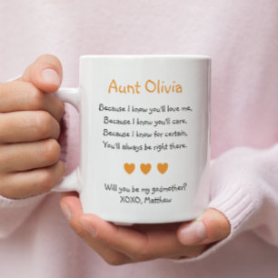Mug Orange Hearts Tu Seras Ma Godmère Poème Photo