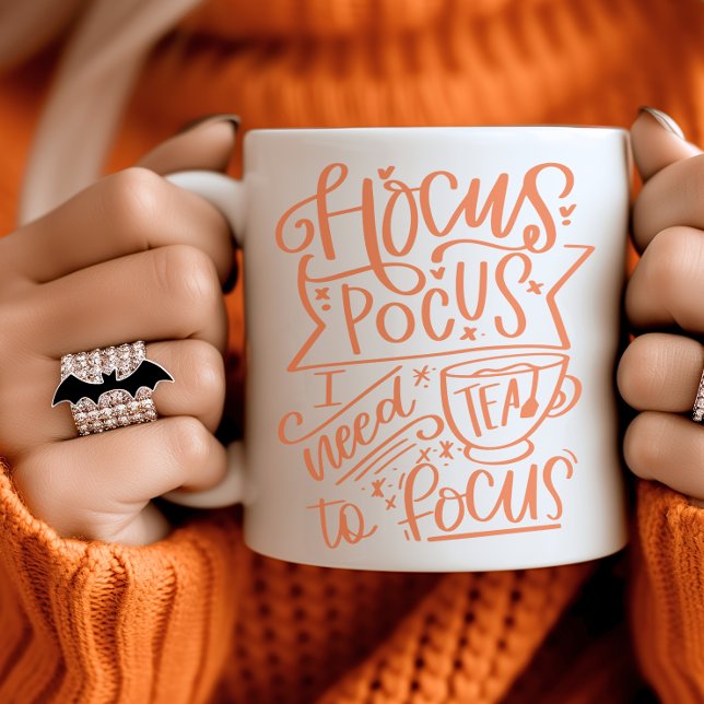 Mug Orange Hocus Pocus J'Ai Besoin De Thé (Orange Halloween Hocus Pocus Tea Cup)