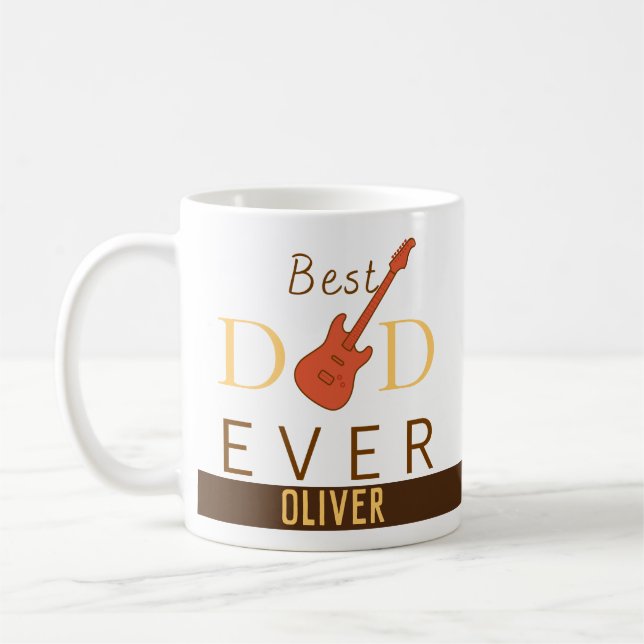 Mug Orange Jaune Brown Meilleur Papa Jamais Musique Gu (Gauche)