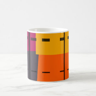 Mug Orange Jaune, Gris, Art Abstrait Rose