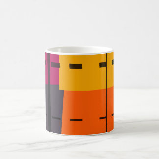 Mug Orange Jaune, Gris, Art Abstrait Rose