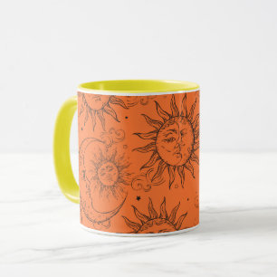 Mug Orange Magic Vintage céleste étoile de la lune