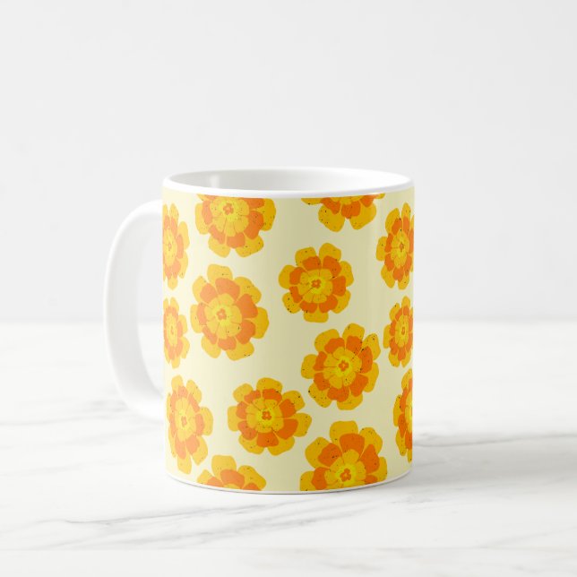 Mug Orange Marigolds Botanique Florale Illustrée À La  (Devant gauche)