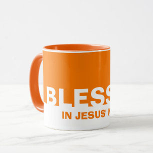 Mug Orange Moderne BÉNÉFICIÉ Dans Le Nom De Jésus Chri