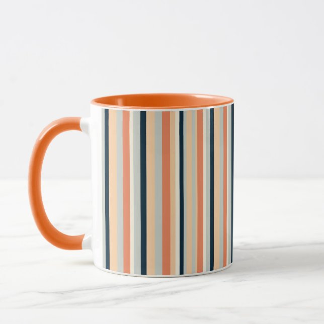 Mug Orange moderne et marine en bande verticale (Gauche)
