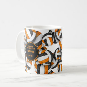 Mug orange noir volleball équipe couleurs nom de l'ent