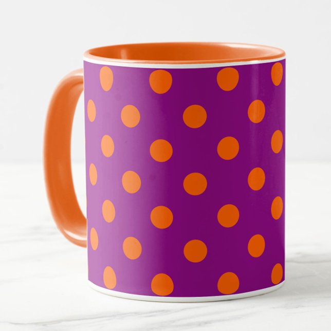 Mug Orange On Purple Pois Design Motif (Créateur téléchargé)