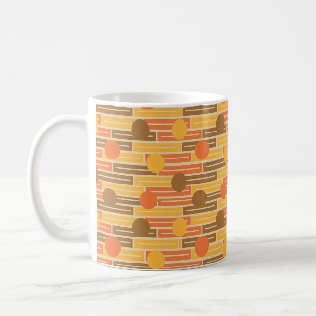 Mug Orange, Or, Rectangles Brown et cercles (Gauche)
