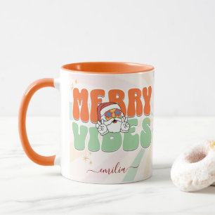 Mug Orange Retro les années 70 Joyeux Vibes à thème No