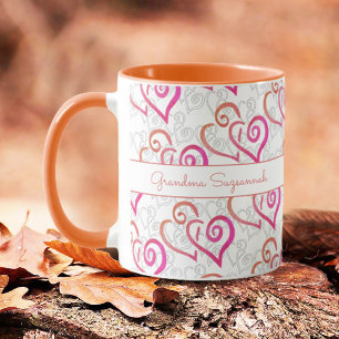 Mug Orange Rose Lié Coeur Artwork Personnalisé