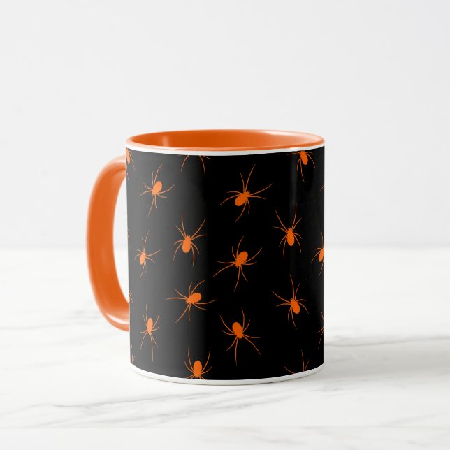 Mug Orange Spider Élégant Halloween Vintage (Devant gauche)