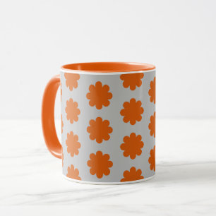 Mug Orange sur Grey Retro Flower Art Muter Cup