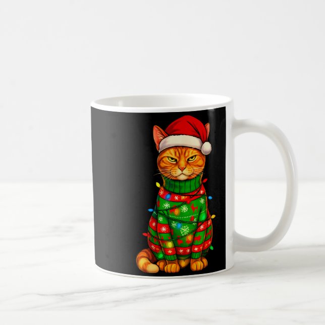 Mug Orange Tabby Cat Christmas Lights Funny Santa Holi (Droite)