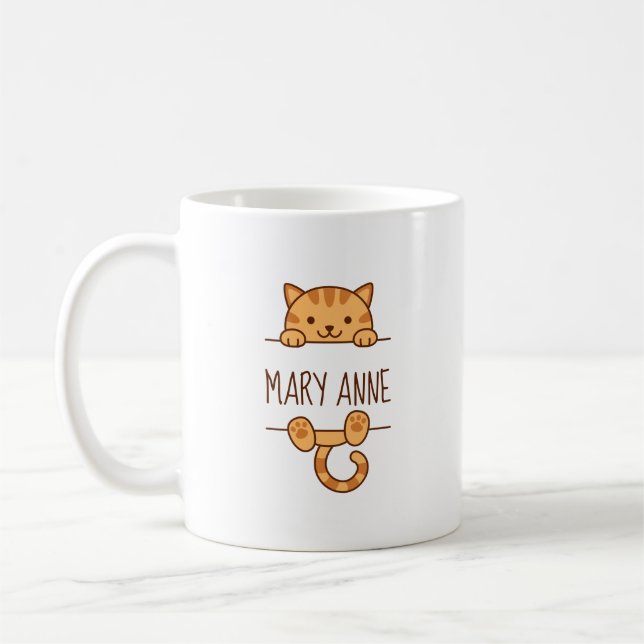 Mug Orange Tabby Cat Pékin derrière Nom Personnalisé (Gauche)
