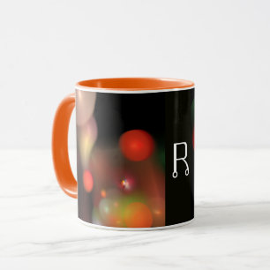 MUG ORANGE TELLOW ROSE NOIR FRACTAL BUBBLES MONOGRAM
