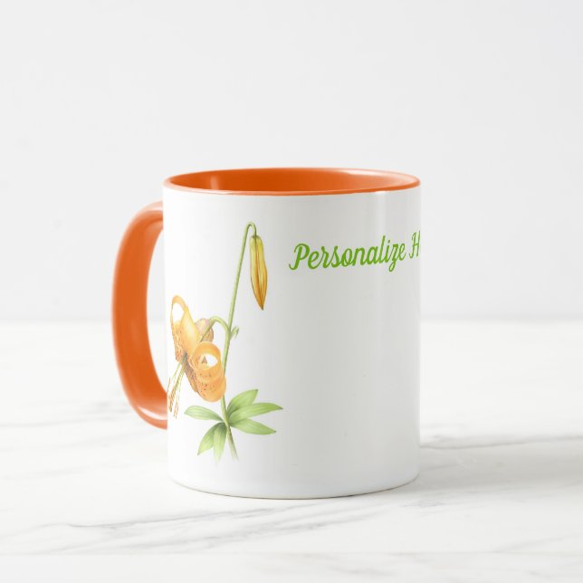 Mug Orange Tiger Lily personnalisée (Devant gauche)