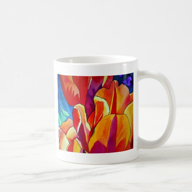 Mug Orange Tulips aquarelle art peinture de fleurs (Droite)