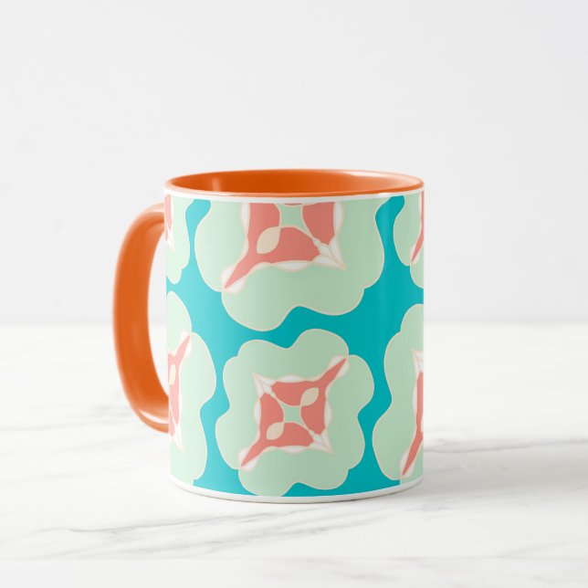 Mug Orange turquoise moderne géométrique (Devant gauche)