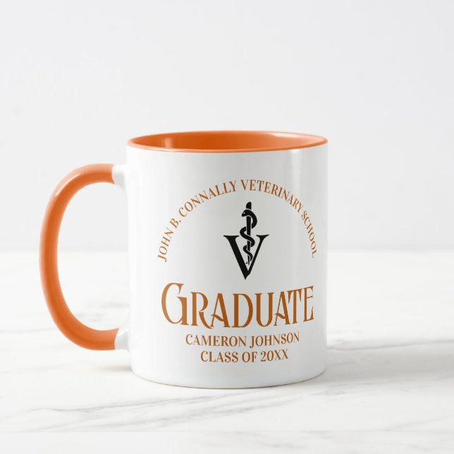 Mug Orange Vétérinaire Diplôme sur mesure (Gauche)