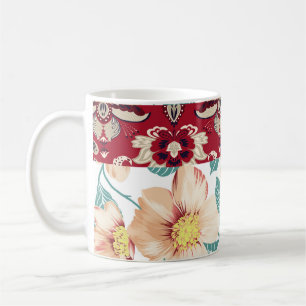 Mug Orange vintage flowers with seamless paisley borde