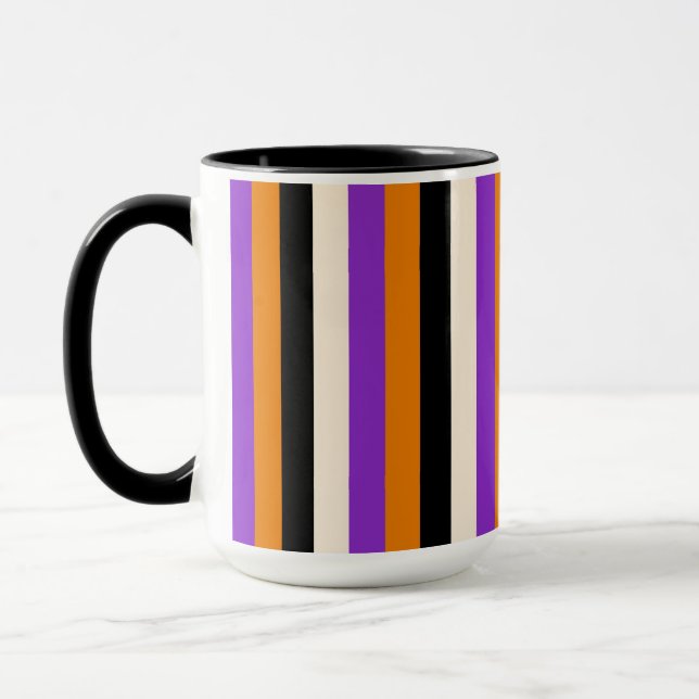 Mug Orange Violet Noir Rayure Halloween (Gauche)