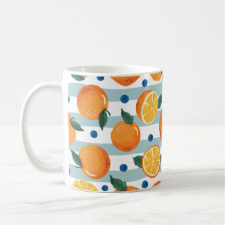 Mug Oranges à rayures arrière - plan, motif d'été.