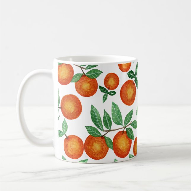 Mug Oranges d'été Motif d'aquarelle d'agrumes (Gauche)