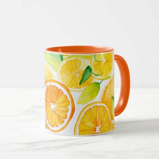 Mug Oranges et citrons aquarelle Citrus Combo (Devant droit)