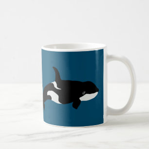 Mug Orca Whale Illustration Cetacea Ocean Blue