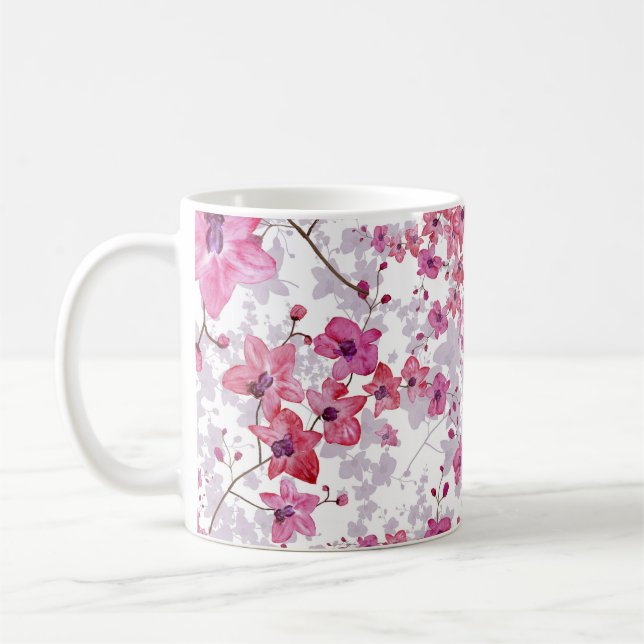 Mug Orchidée : beauté rouge singulière. (Gauche)