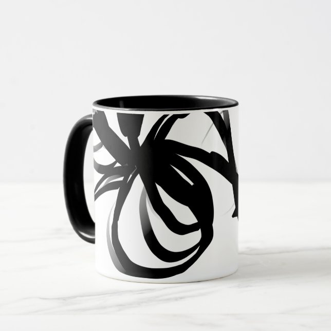 Mug Orchidée Blanc : Abstrait blanc et noir (Devant gauche)