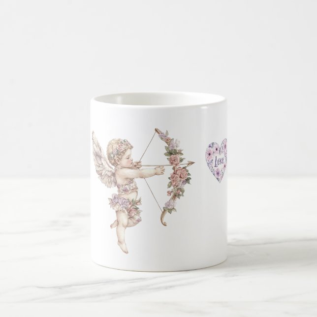 Mug Orchidée Flèche d'Amour de Cupidon Fleur de Coeur  (Centre)